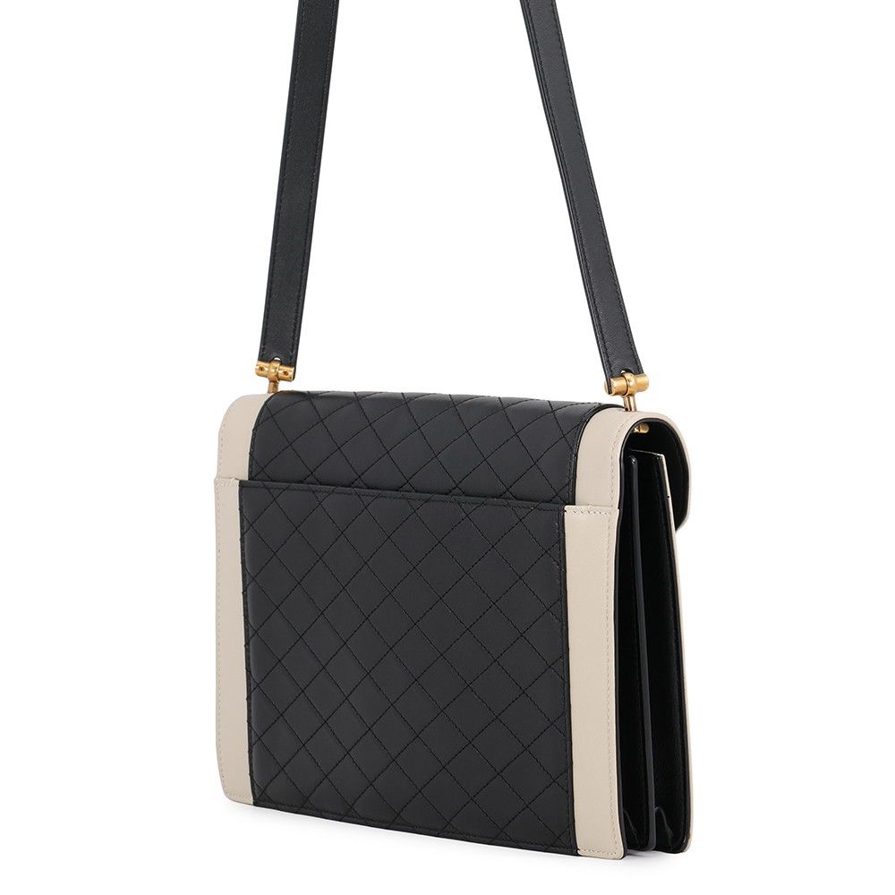 Saint Laurent Paris Shoulder Bag Gaby Satchel Lambskin Black White — view 2
