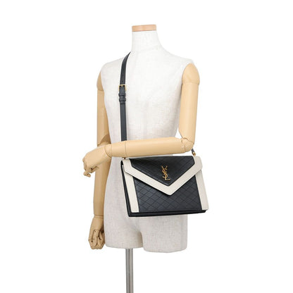 Saint Laurent Paris Shoulder Bag Gaby Satchel Lambskin Black White — view 4
