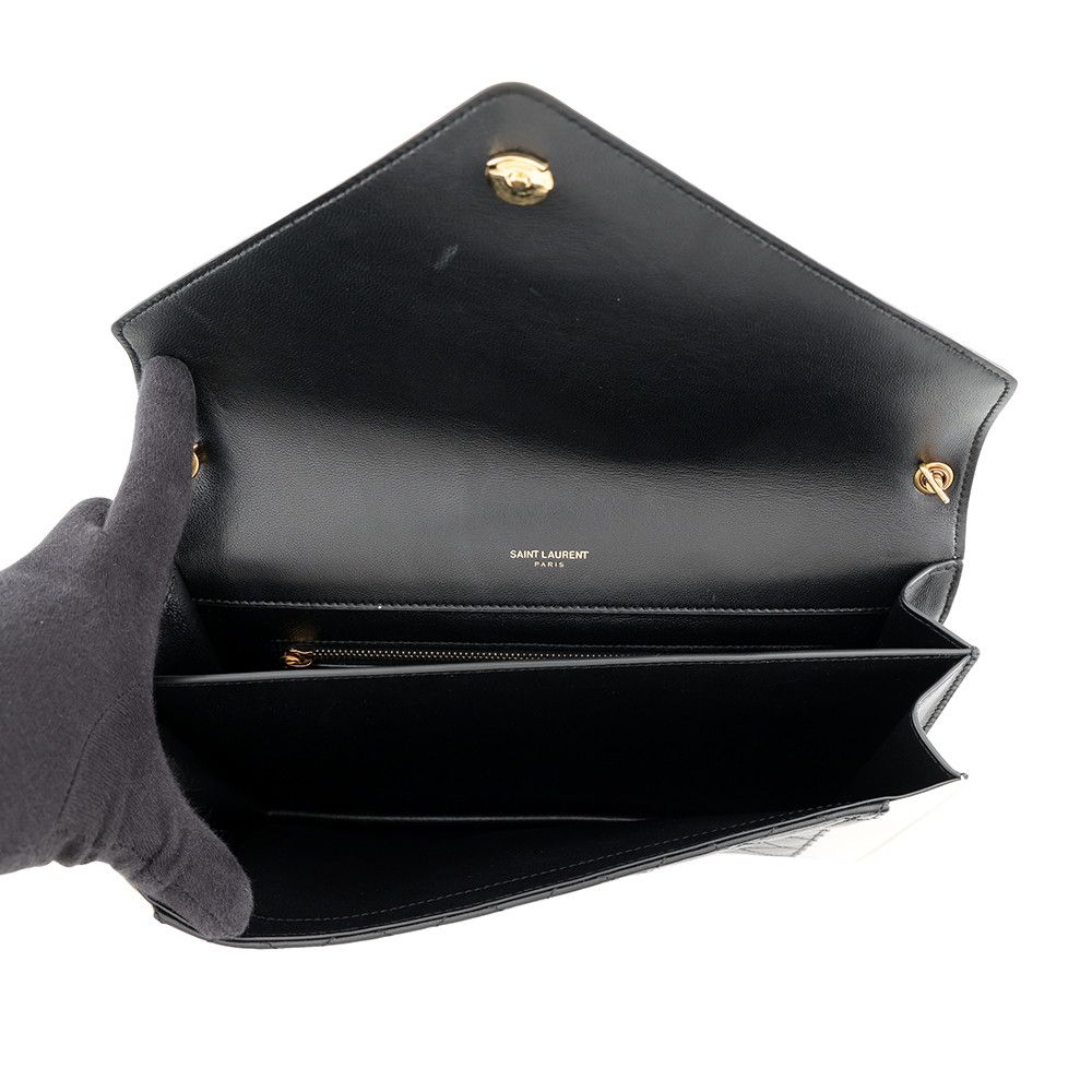 Saint Laurent Paris Shoulder Bag Gaby Satchel Lambskin Black White — view 5