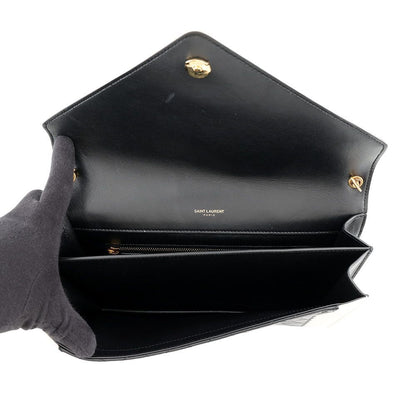 Saint Laurent Paris Shoulder Bag Gaby Satchel Lambskin Black White — view 5