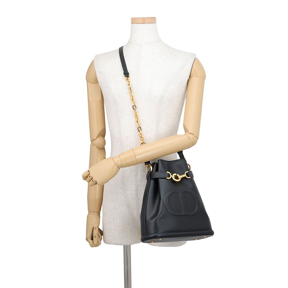 Dior Handbag C'est CD Embossed Calf Leather 2-Way Black — view 5