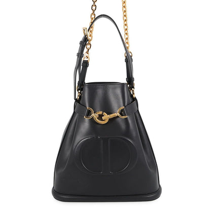 Dior Handbag C'est CD Embossed Calf Leather 2-Way Black