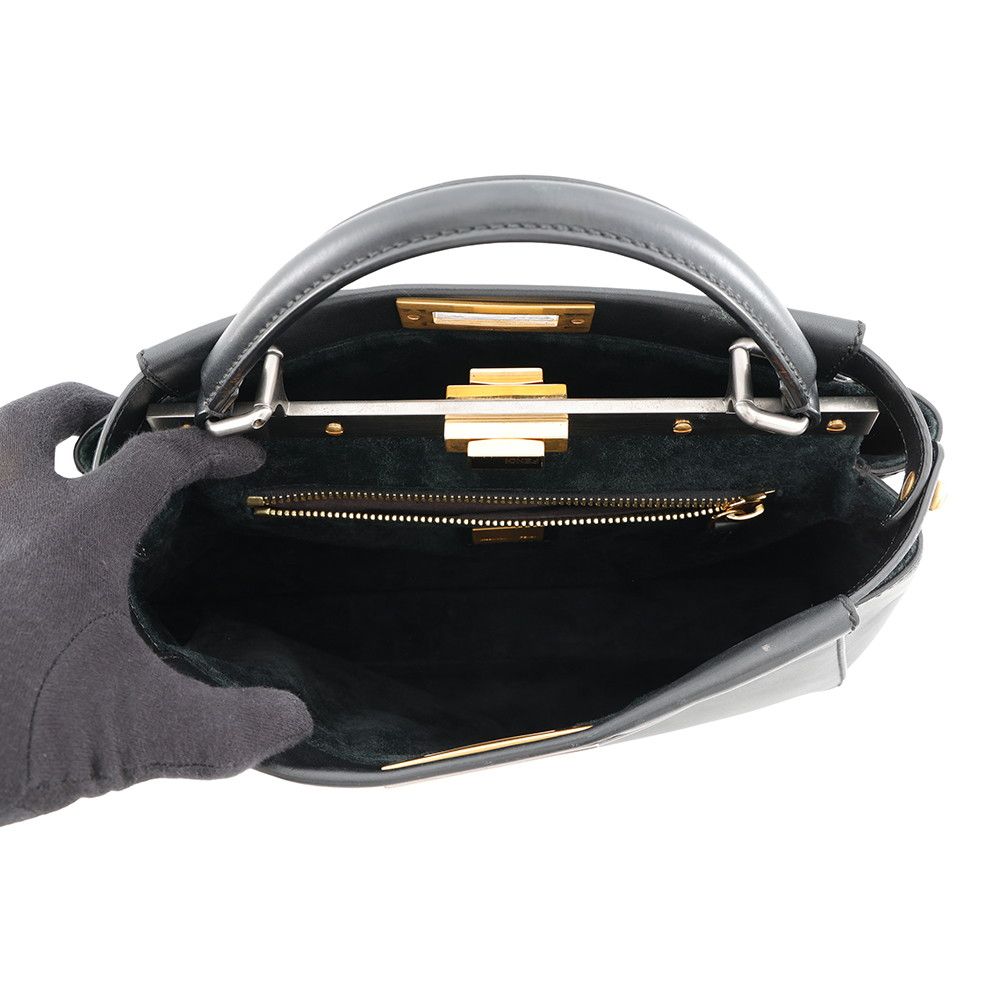Fendi Peekaboo Regular Leather 2-Way Shoulder Bag Black — view 6