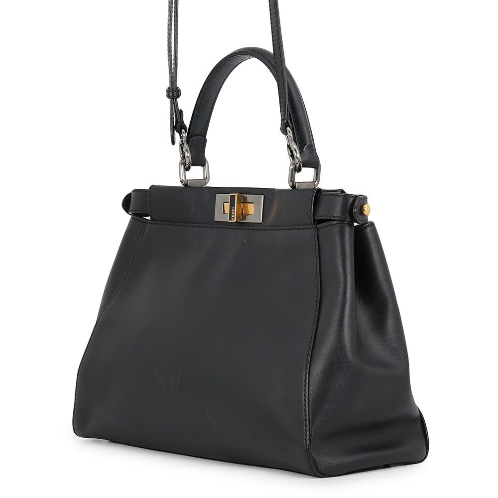 Fendi Peekaboo Regular Leather 2-Way Shoulder Bag Black — view 2