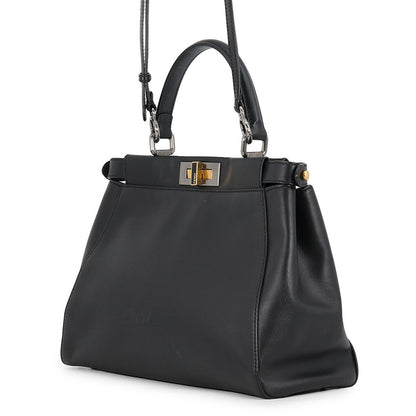 Fendi Peekaboo Regular Leather 2-Way Shoulder Bag Black — view 2