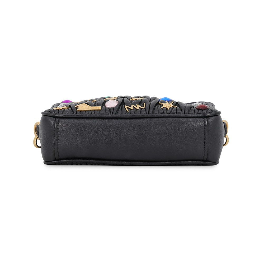 Miu Miu Chain Shoulder Bag Matelasse Bijou Leather Black — view 3