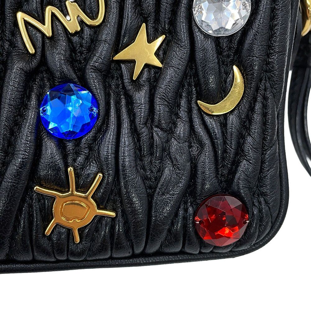 Miu Miu Chain Shoulder Bag Matelasse Bijou Leather Black — view 6