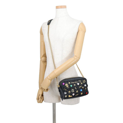 Miu Miu Chain Shoulder Bag Matelasse Bijou Leather Black — view 4