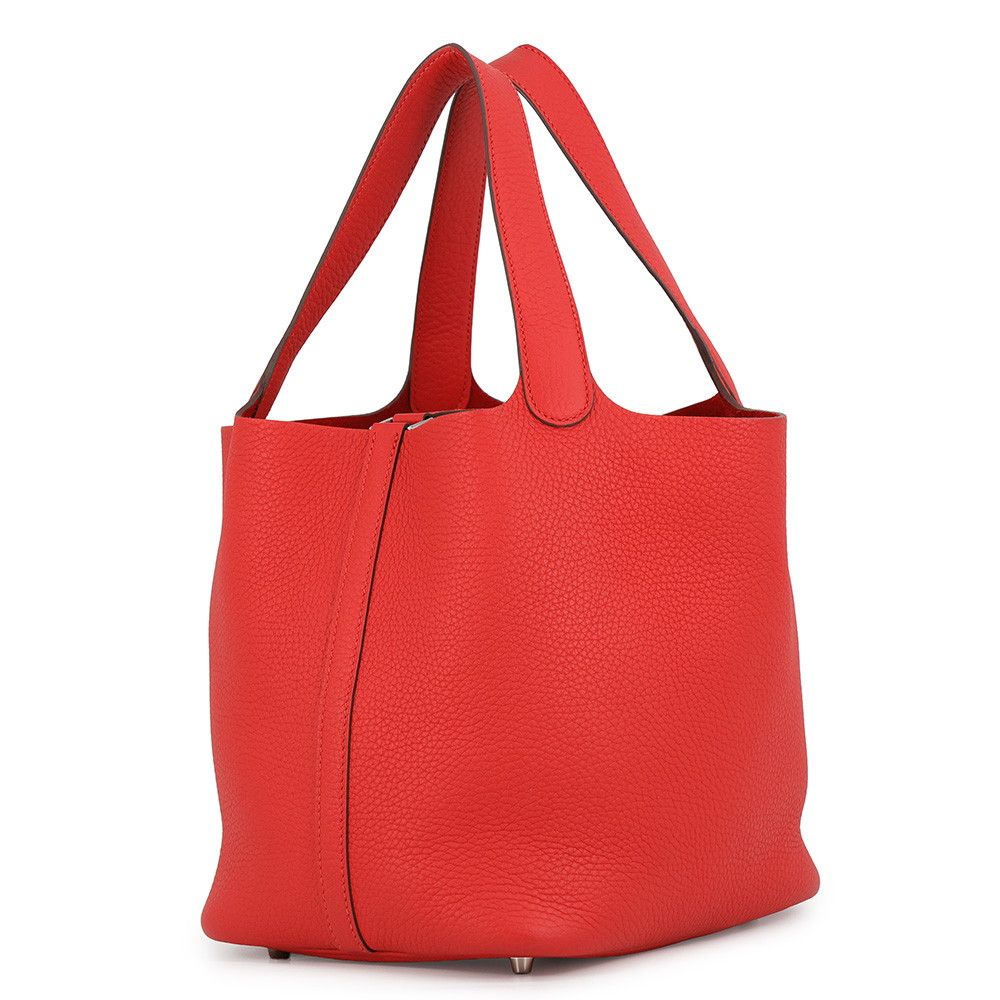 Hermes Handbag Picotin Lock MM Rouge Tomato Silver Taurillon Clemence Tote — view 2