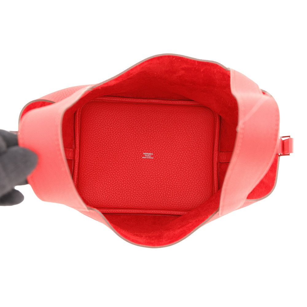 Hermes Handbag Picotin Lock MM Rouge Tomato Silver Taurillon Clemence Tote — view 5