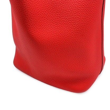 Hermes Handbag Picotin Lock MM Rouge Tomato Silver Taurillon Clemence Tote — view 6