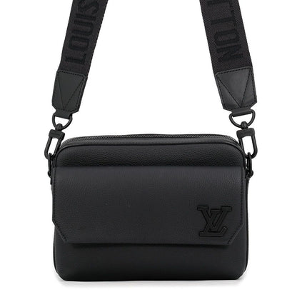 Louis Vuitton Shoulder Bag Leather LV Aerogram Fast Line Messenger Black