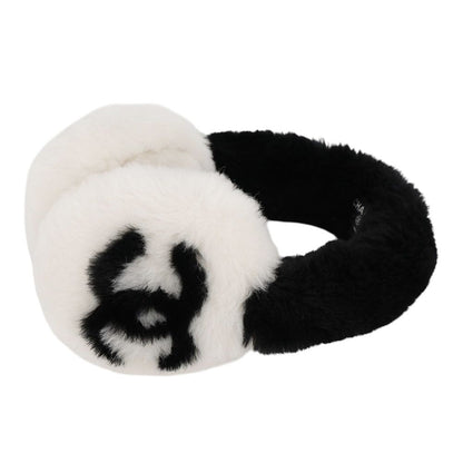 Chanel Ear Muffs CC Logo Shearling Lambskin Coco Neige Collection Black White — view 4
