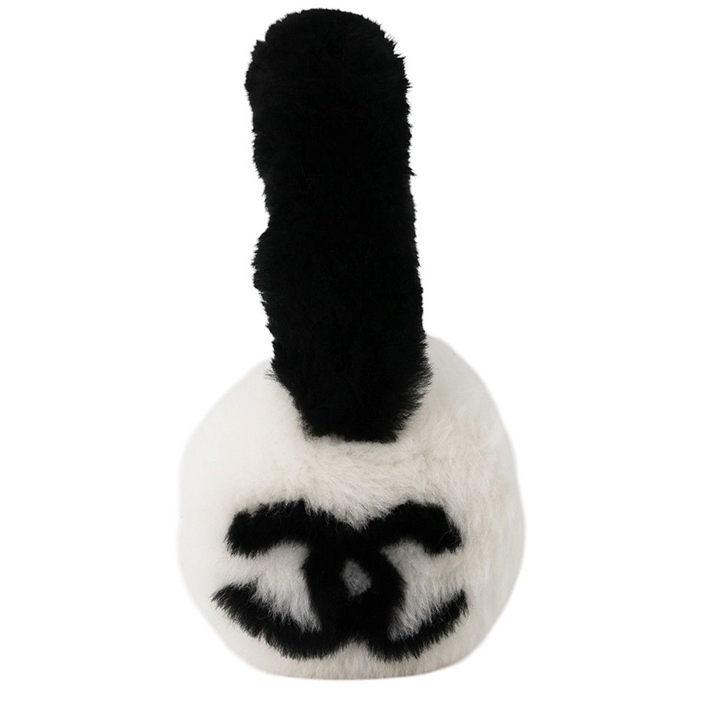 Chanel Ear Muffs CC Logo Shearling Lambskin Coco Neige Collection Black White — view 2