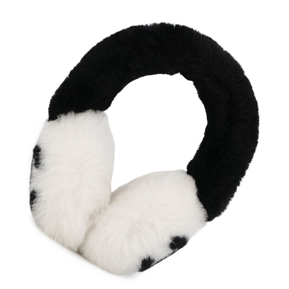 Chanel Ear Muffs CC Logo Shearling Lambskin Coco Neige Collection Black White — view 3