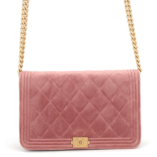 Chanel Chain Wallet Boy Velvet Shoulder Bag