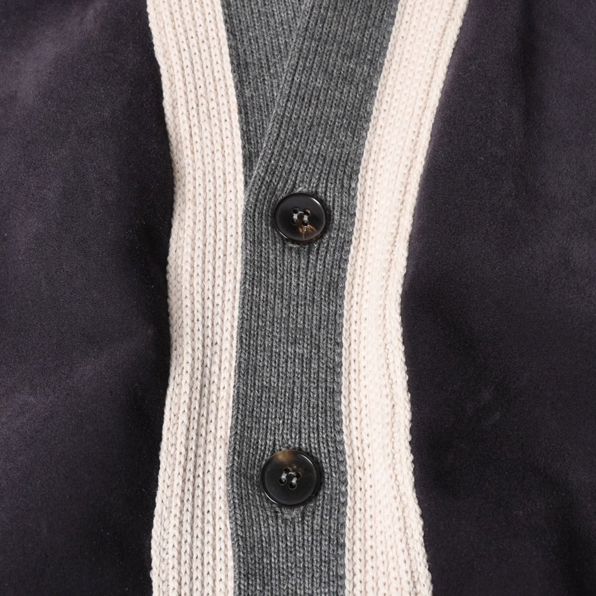 Gucci Leather Switchable Wool Cardigan Gray Navy Bicolor — view 5
