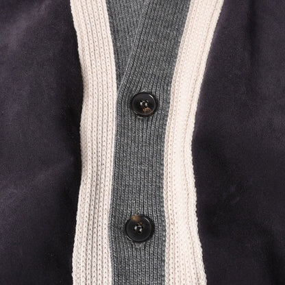 Gucci Leather Switchable Wool Cardigan Gray Navy Bicolor — view 5