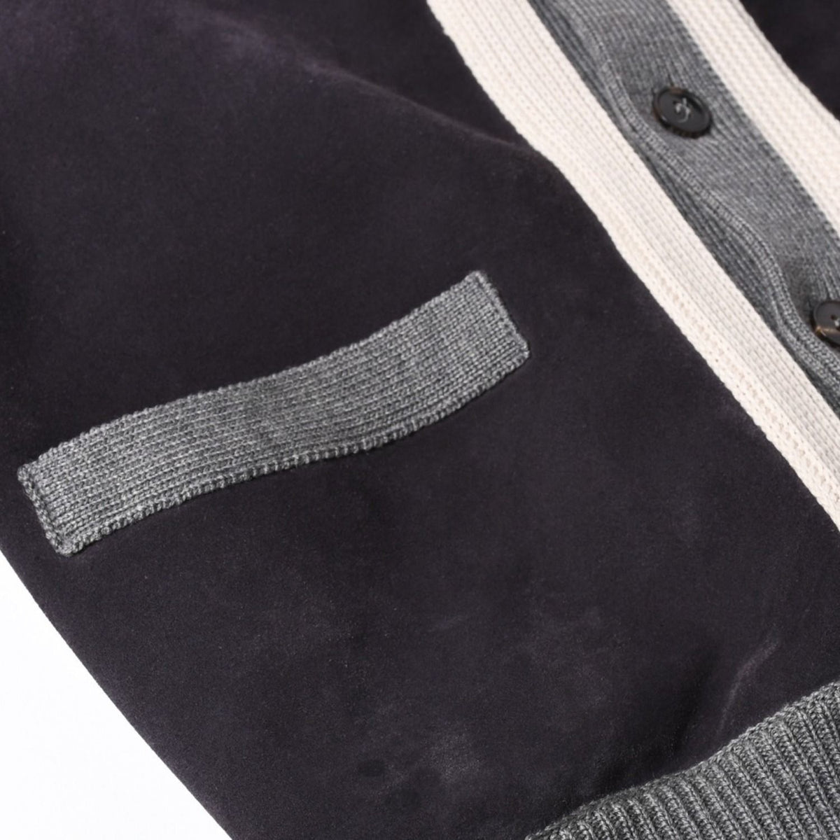 Gucci Leather Switchable Wool Cardigan Gray Navy Bicolor — view 6