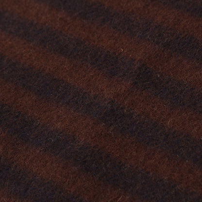 Hermes Cashmere Fringe Border Scarf Brown Navy — view 4