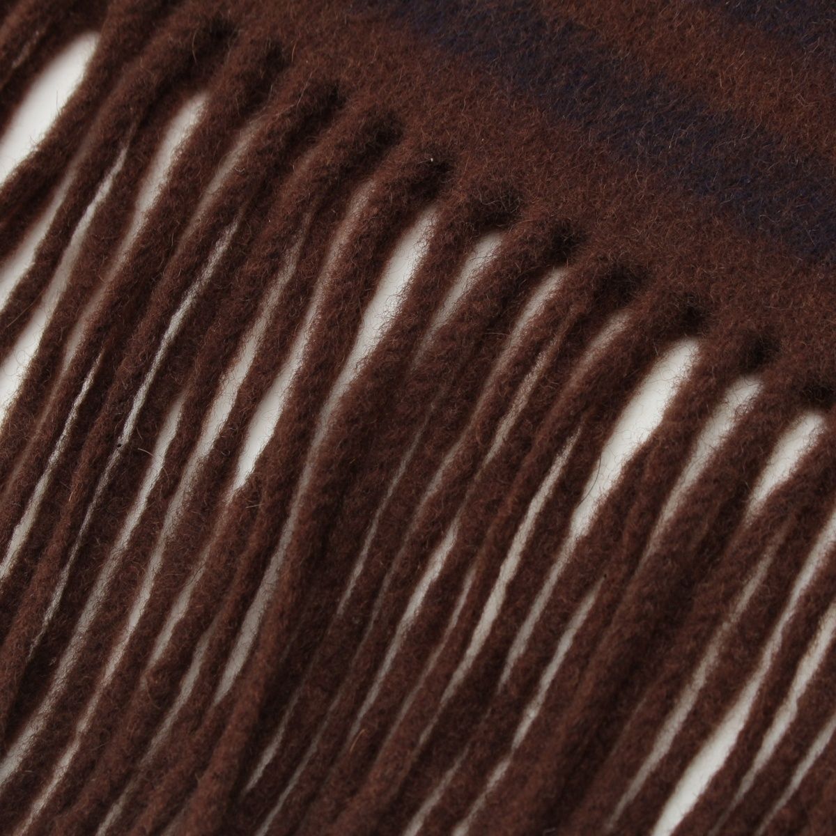 Hermes Cashmere Fringe Border Scarf Brown Navy — view 3