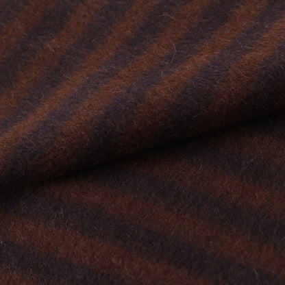 Hermes Cashmere Fringe Border Scarf Brown Navy — view 6