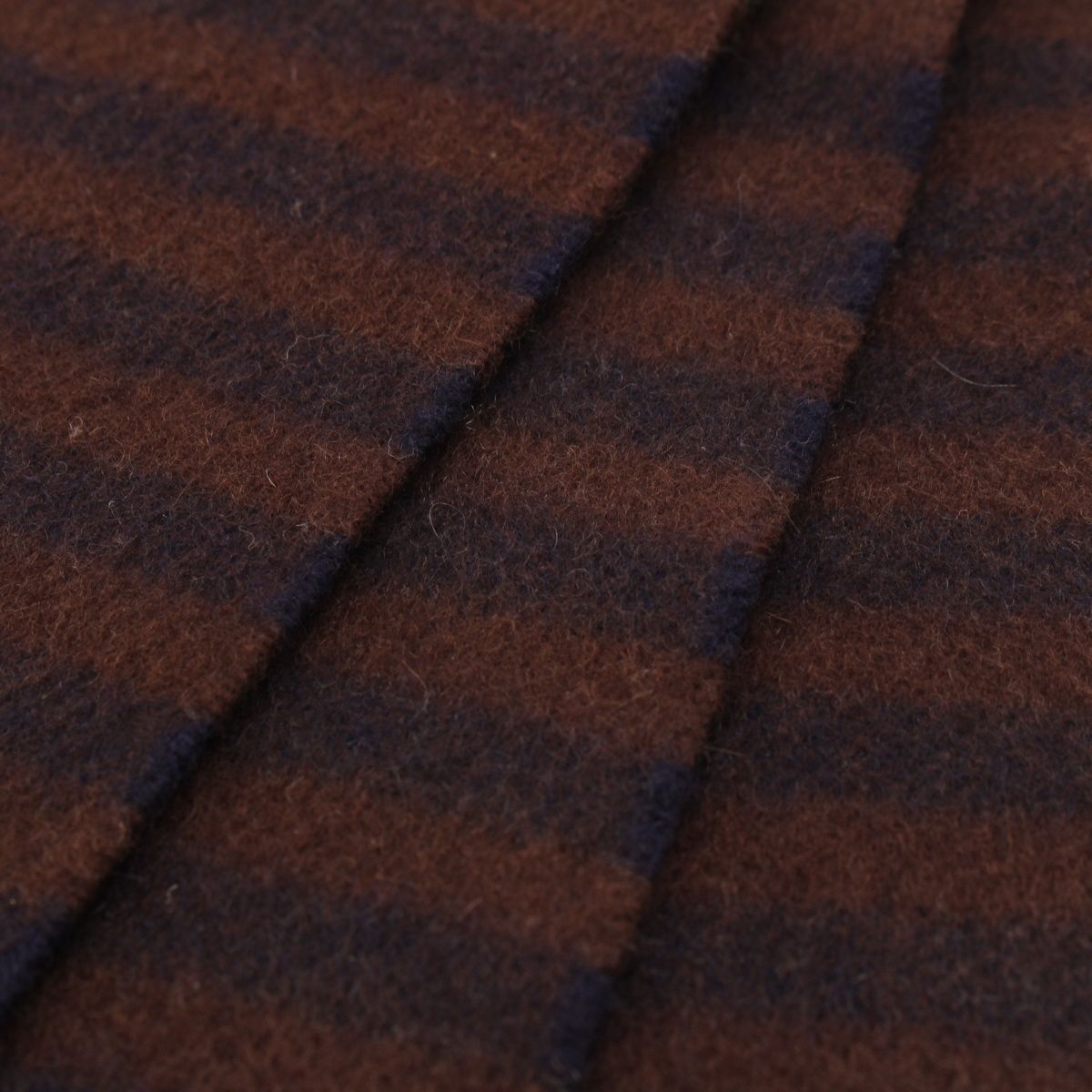 Hermes Cashmere Fringe Border Scarf Brown Navy — view 7