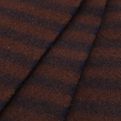 Hermes Cashmere Fringe Border Scarf Brown Navy — view 7