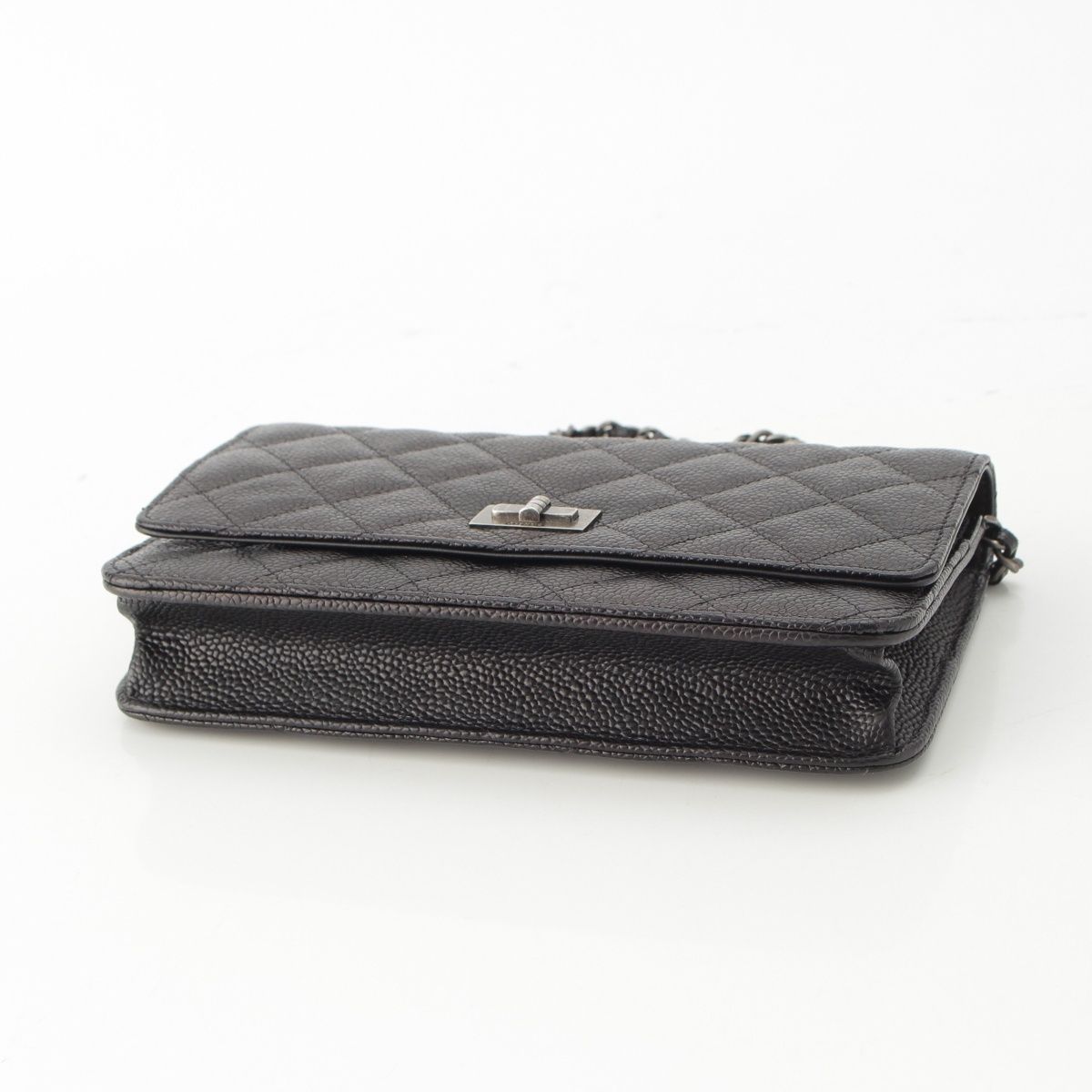 Chanel Quilted 2.55 Caviar Leather Chain Wallet Shoulder Bag Black — view 5