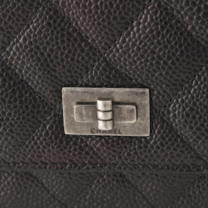 Chanel Quilted 2.55 Caviar Leather Chain Wallet Shoulder Bag Black — view 8