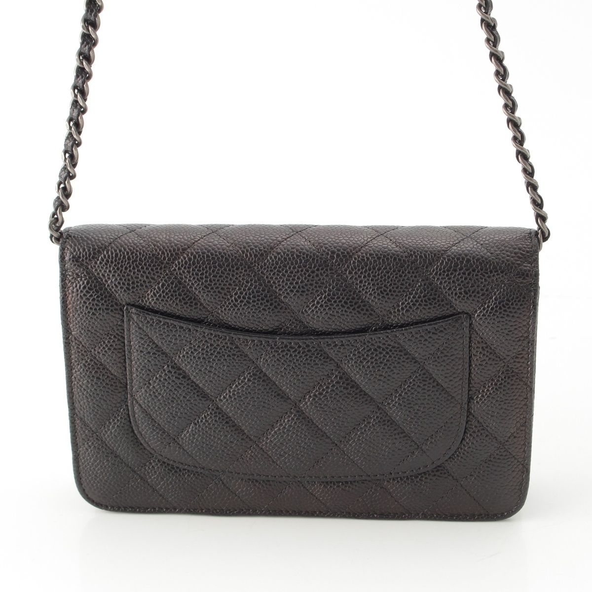 Chanel Quilted 2.55 Caviar Leather Chain Wallet Shoulder Bag Black — view 4
