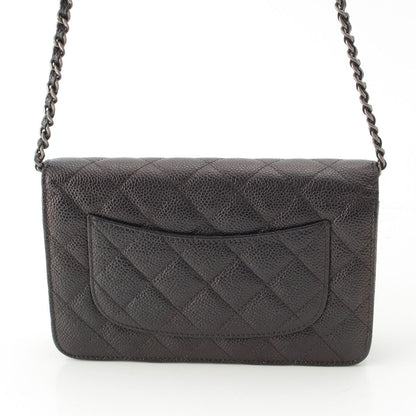 Chanel Quilted 2.55 Caviar Leather Chain Wallet Shoulder Bag Black — view 4