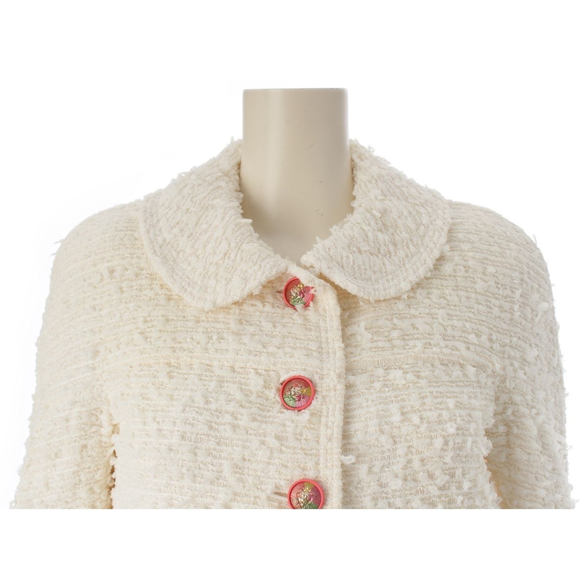 Chanel Tweed Lion Button Jacket Dress Set White 34 — view 7