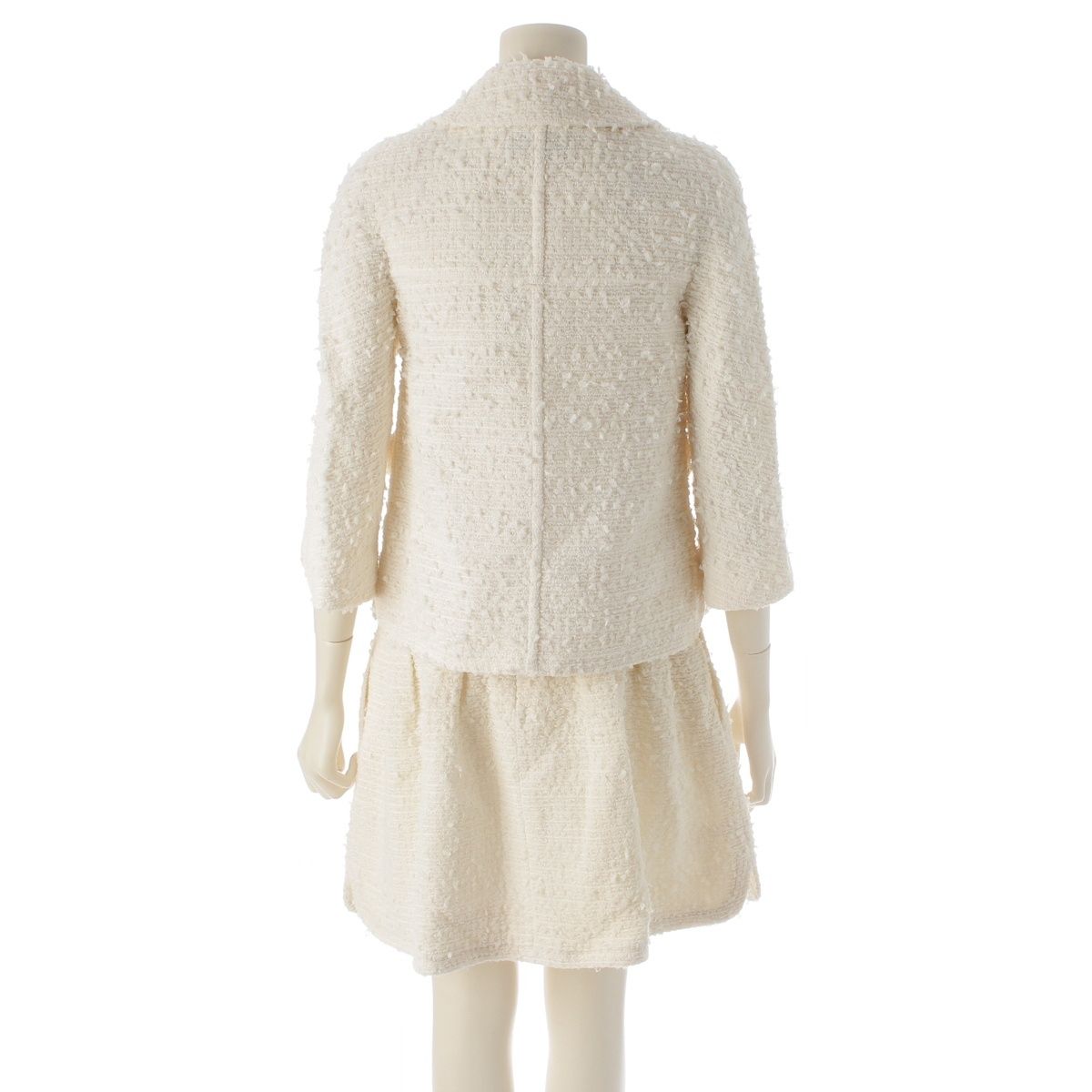 Chanel Tweed Lion Button Jacket Dress Set White 34 — view 3
