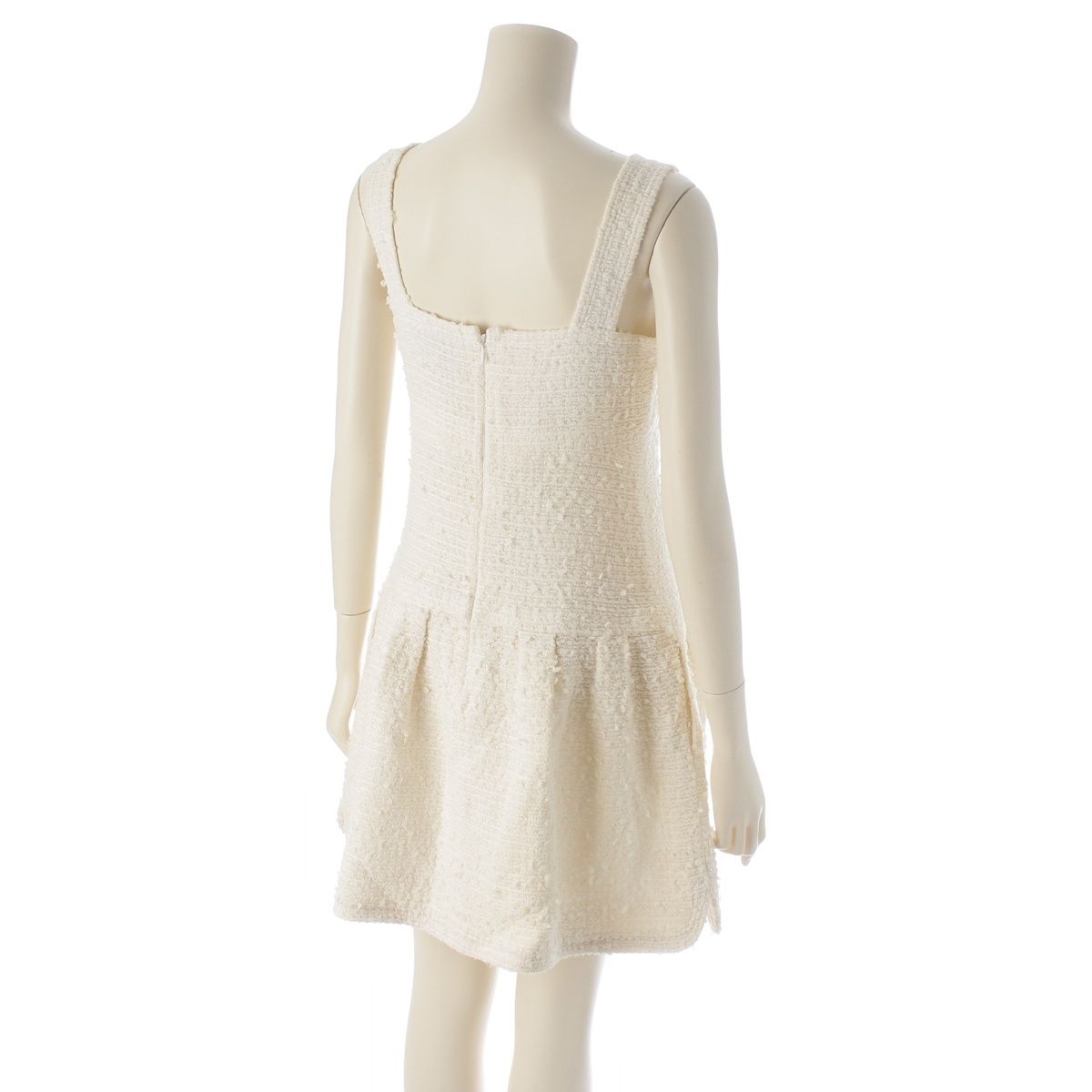 Chanel Tweed Lion Button Jacket Dress Set White 34 — view 6