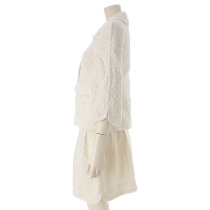 Chanel Tweed Lion Button Jacket Dress Set White 34 — view 4