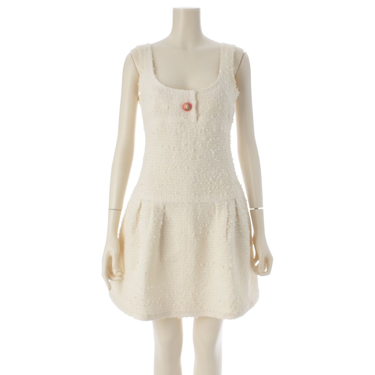 Chanel Tweed Lion Button Jacket Dress Set White 34 — view 5
