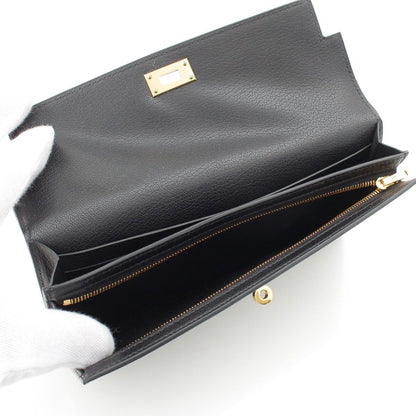 Hermes Kelly Pocket Long Chevre Chamkila Wallet Black — view 4
