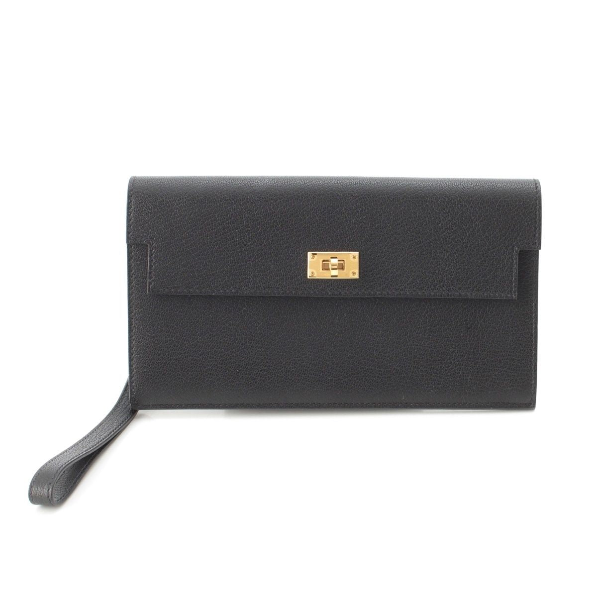 Hermes Kelly Pocket Long Chevre Chamkila Wallet Black