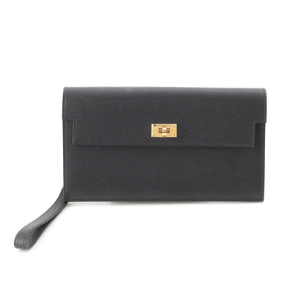 Hermes Kelly Pocket Long Chevre Chamkila Wallet Black
