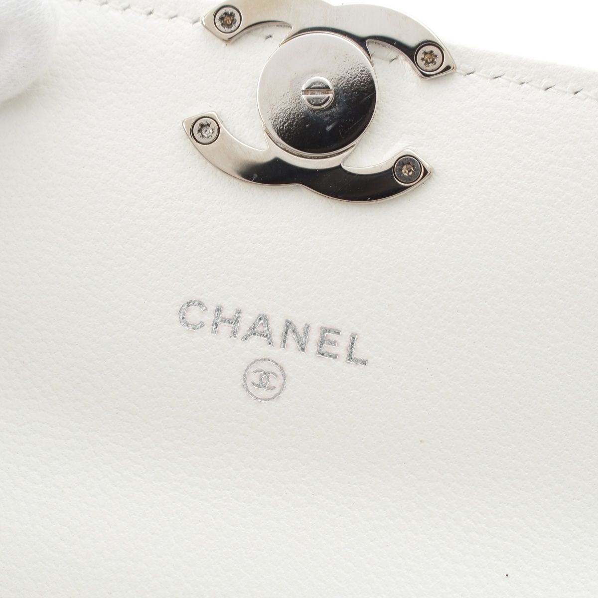 Chanel Caviar Leather Metal Top Handle 2-Way Mini Chain Shoulder Handbag White — view 7
