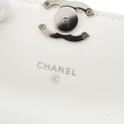 Chanel Caviar Leather Metal Top Handle 2-Way Mini Chain Shoulder Handbag White — view 7