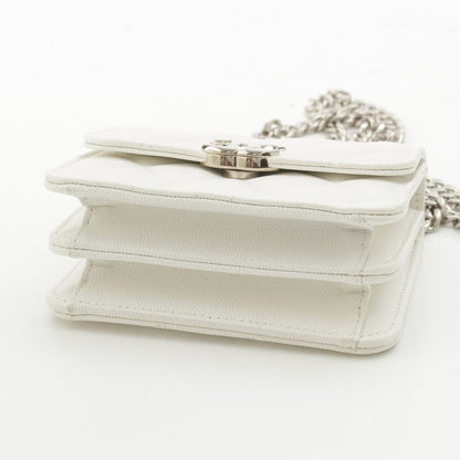 Chanel Caviar Leather Metal Top Handle 2-Way Mini Chain Shoulder Handbag White — view 5