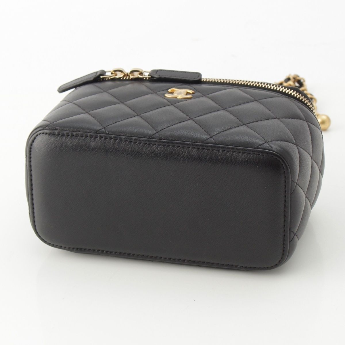 Chanel Quilted Lambskin Vanity Mini Ball Chain Shoulder Bag Black — view 5