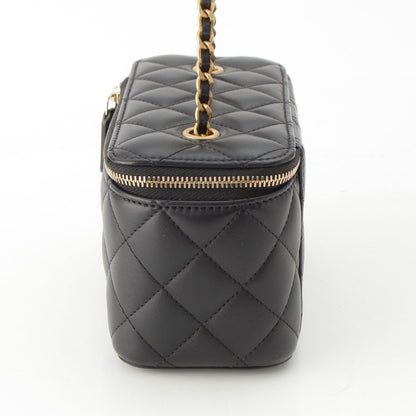 Chanel Quilted Lambskin Vanity Mini Ball Chain Shoulder Bag Black — view 3