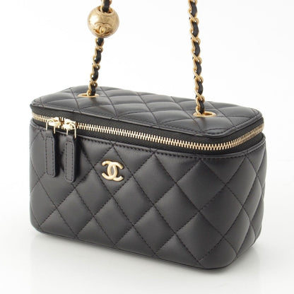 Chanel Quilted Lambskin Vanity Mini Ball Chain Shoulder Bag Black — view 2
