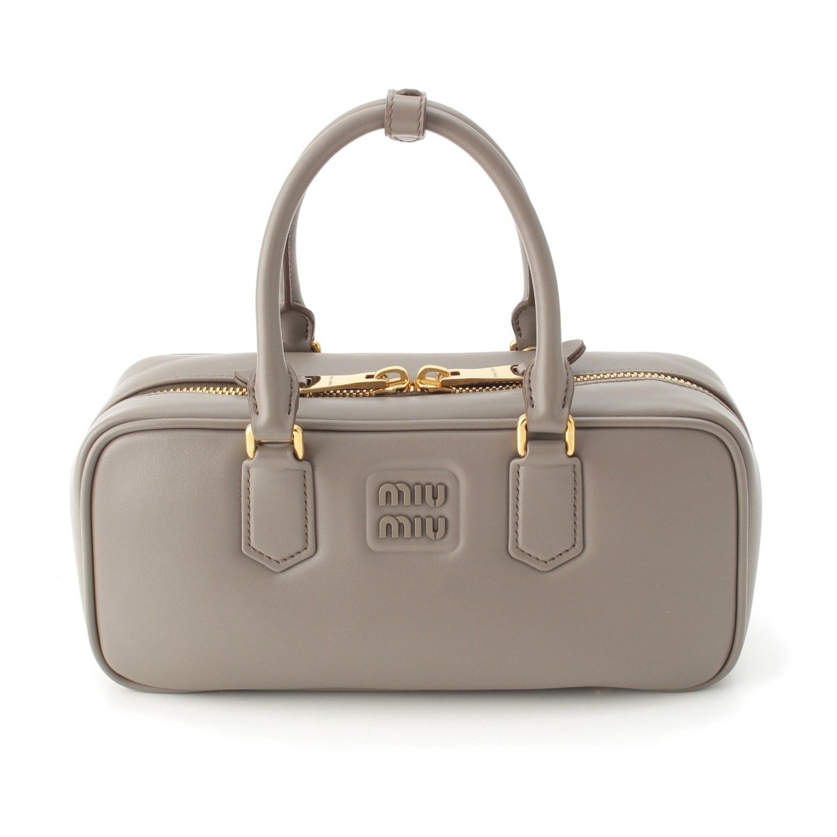Miu Miu Arcadi Large Leather 2-Way Shoulder Handbag Gray