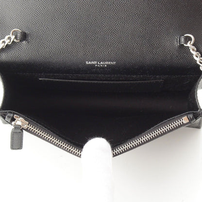 Saint Laurent Cassandra Leather Envelope Chain Wallet Shoulder Bag Black — view 6