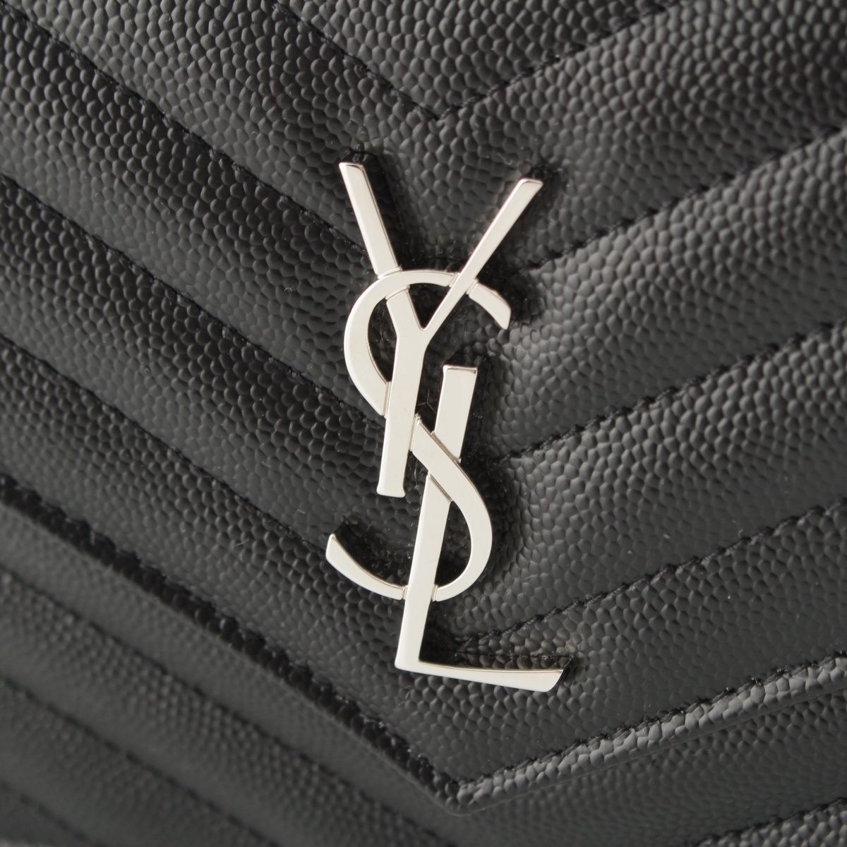 Saint Laurent Cassandra Leather Envelope Chain Wallet Shoulder Bag Black — view 8