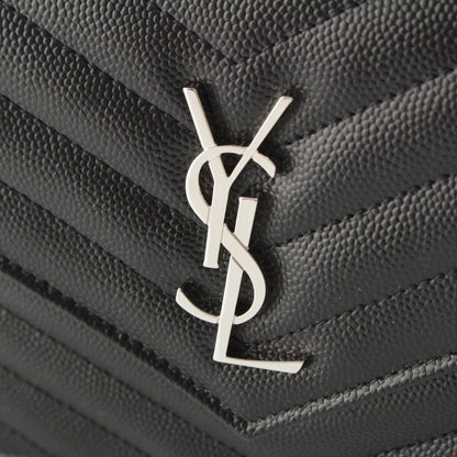 Saint Laurent Cassandra Leather Envelope Chain Wallet Shoulder Bag Black — view 8